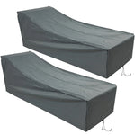 Woodside 2 Pack Grey Waterproof Heavy Duty Rattan Sunbed & Sun Lounger Covers – Protective Outdoor Garden Furniture Covers
