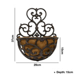 Woodside 2 Pack Cast Iron Wall Mounted Hanging Planter Baskets with Coco Liners – Rustic Outdoor Flower Planters