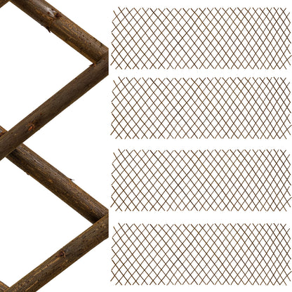 Woodside 4 Pack 1.8m x 60cm Wooden Wicker Garden Fan Trellis – Natural Climbing Plant Supports
