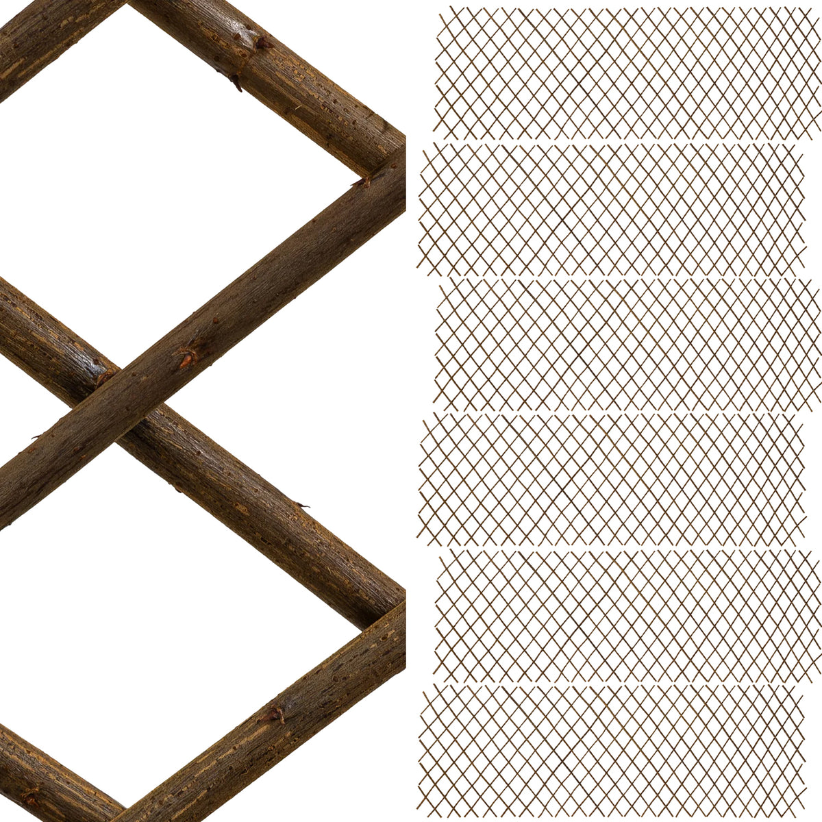 Woodside 6 Pack 1.8m x 60cm Wooden Wicker Garden Fan Trellis – Natural Climbing Plant Supports
