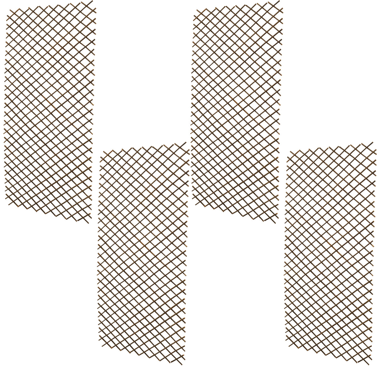 Woodside 4 Pack 1.8m x 90cm Wooden Wicker Garden Fan Trellis – Plant & Flower Support Panels