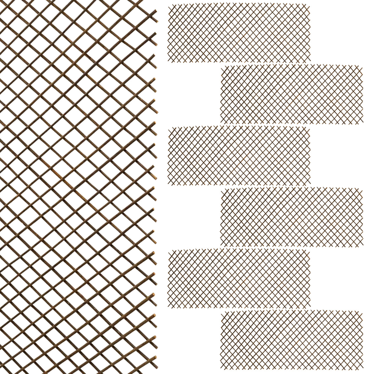 Woodside 6 Pack 1.8m x 90cm Wooden Wicker Garden Fan Trellis – Plant & Flower Support Panels