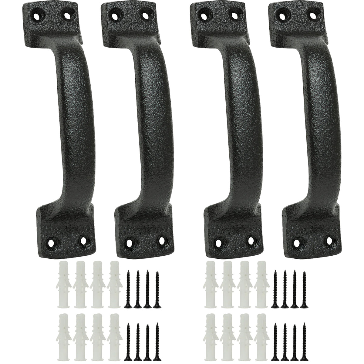 Woodside 4 Pack Heavy Duty Cast Iron Barn Door Pull Handles – Rustic Vintage Cupboard & Furniture Hardware