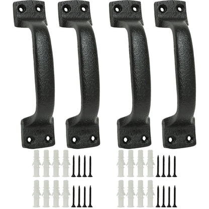 Woodside 4 Pack Heavy Duty Cast Iron Barn Door Pull Handles – Rustic Vintage Cupboard & Furniture Hardware