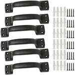 Woodside 6 Pack Heavy Duty Cast Iron Barn Door Pull Handles – Rustic Vintage Cupboard & Furniture Hardware