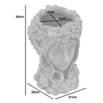 Woodside 2 Pack Goddess Head Planters – Stone Effect Decorative Face Plant Pots for Home, Patio & Garden