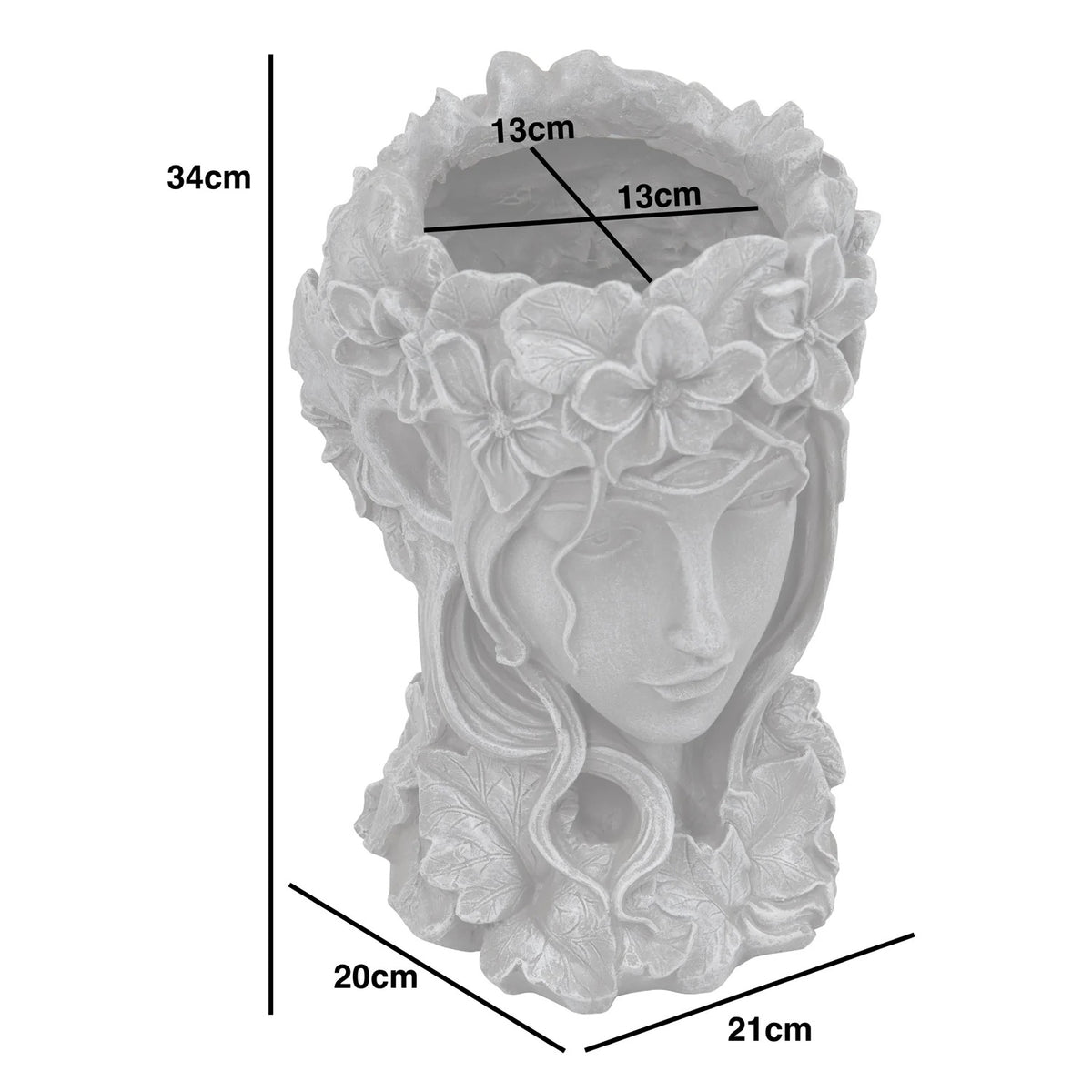 Woodside 2 Pack Goddess Head Planters – Stone Effect Decorative Face Plant Pots for Home, Patio & Garden