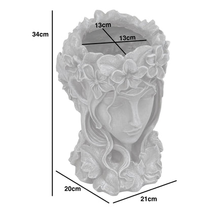 Woodside 2 Pack Goddess Head Planters – Stone Effect Decorative Face Plant Pots for Home, Patio & Garden