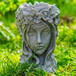 Woodside 2 Pack Goddess Head Planters – Stone Effect Decorative Face Plant Pots for Home, Patio & Garden