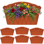 Woodside 6 Pack Hanging Rectangle Wall & Fence Planters – Plastic Indoor and Outdoor Flower Containers
