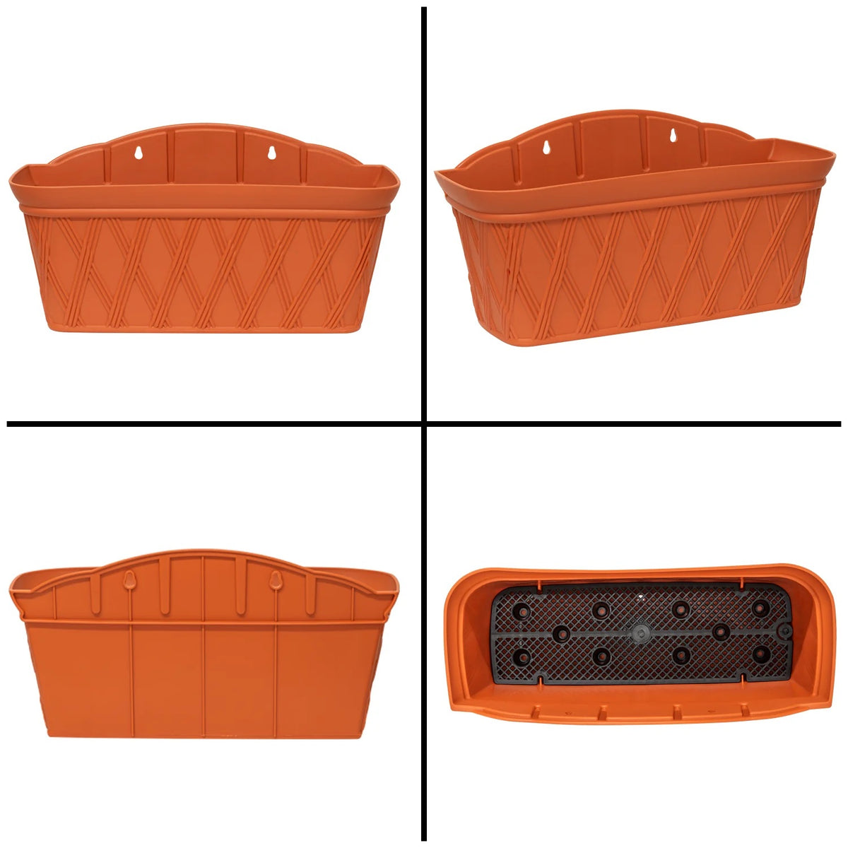 Woodside 6 Pack Hanging Rectangle Wall & Fence Planters – Plastic Indoor and Outdoor Flower Containers