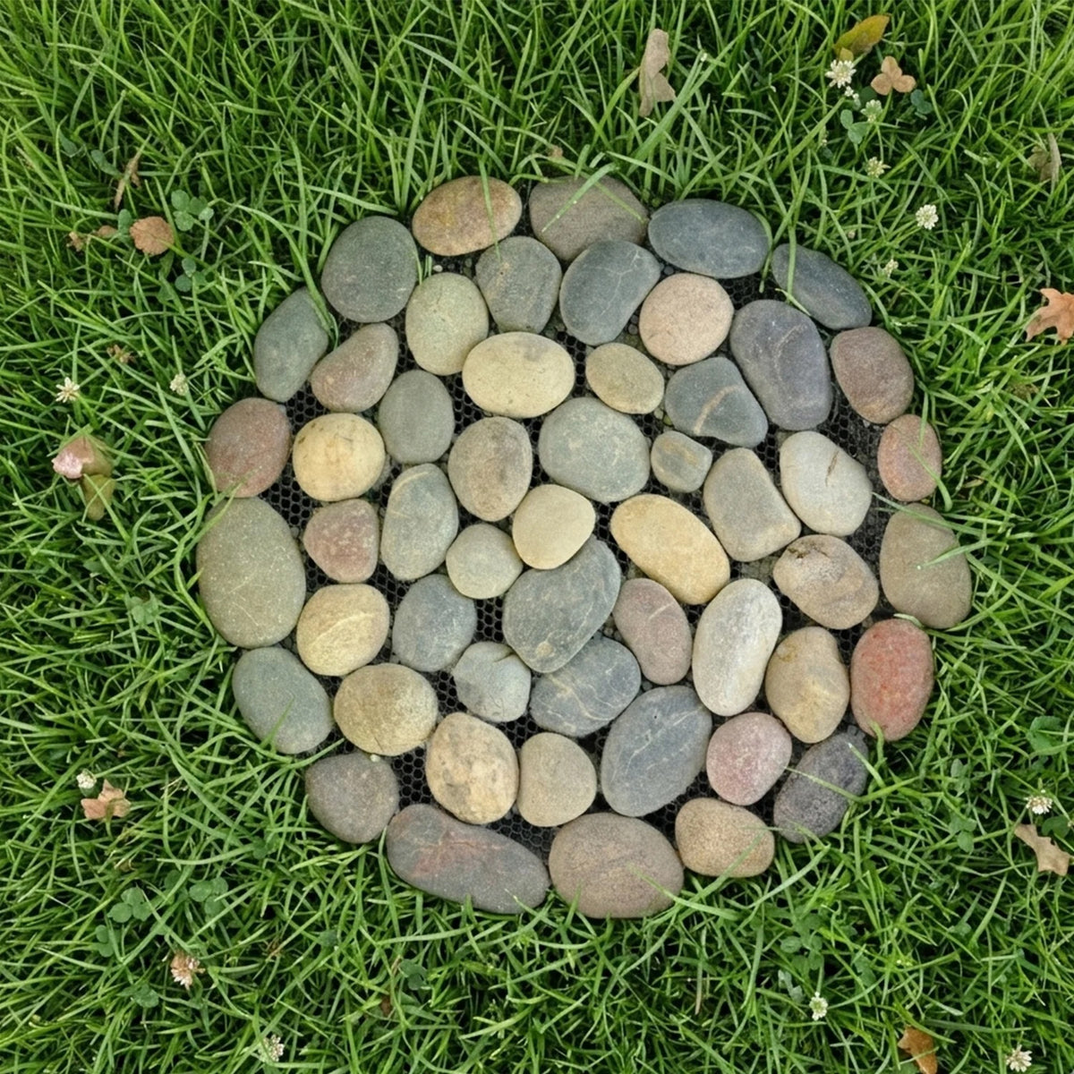 Woodside 12 Pack 33cm Round Garden Pathway Stepping Stones – Decorative Natural Pebble Design