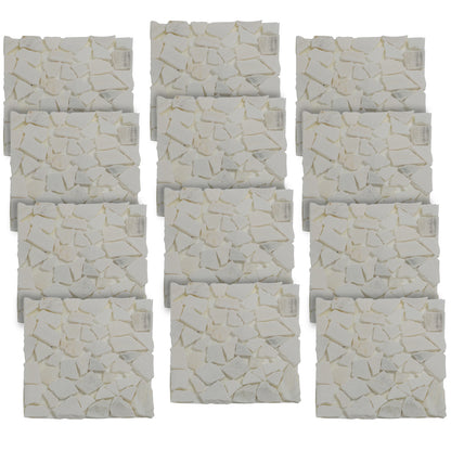 Woodside 12 Pack 33cm Square Garden Pathway Stepping Stones – White & Grey Marble Design