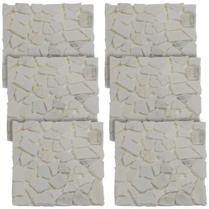 Woodside 6 Pack 33cm Square Garden Pathway Stepping Stones – White & Grey Marble Design