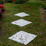 Woodside 6 Pack 33cm Square Garden Pathway Stepping Stones – White & Grey Marble Design