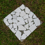 Woodside 12 Pack 33cm Square Garden Pathway Stepping Stones – White & Grey Marble Design