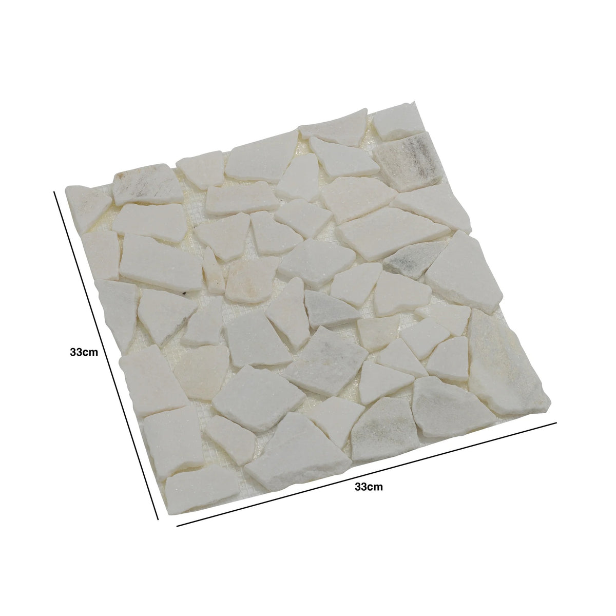 Woodside 12 Pack 33cm Square Garden Pathway Stepping Stones – White & Grey Marble Design