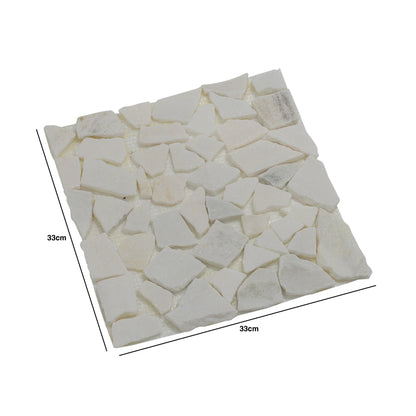 Woodside 12 Pack 33cm Square Garden Pathway Stepping Stones – White & Grey Marble Design