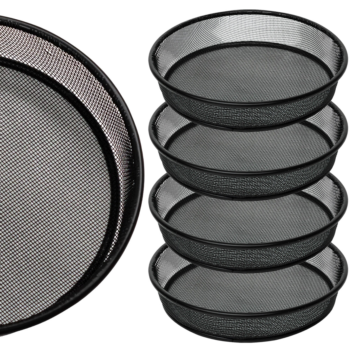 Woodside 4 Pack Universal Metal Mesh Bird Seed & Nut Dishes – Replacement Garden Bird Feeder Trays
