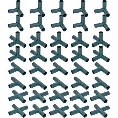 Woodside 40 Pack 11mm Heavy Duty Greenhouse Frame Connectors – Green Plastic Joints for Garden Structures
