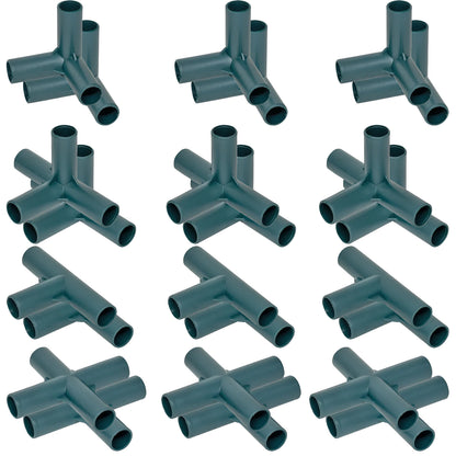 Woodside 24 Pack 16mm Heavy Duty Greenhouse Frame Connectors – Green Plastic Joints for Garden Structures