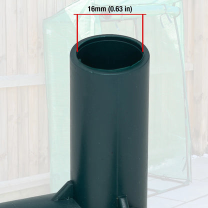 Woodside 24 Pack 16mm Heavy Duty Greenhouse Frame Connectors – Green Plastic Joints for Garden Structures