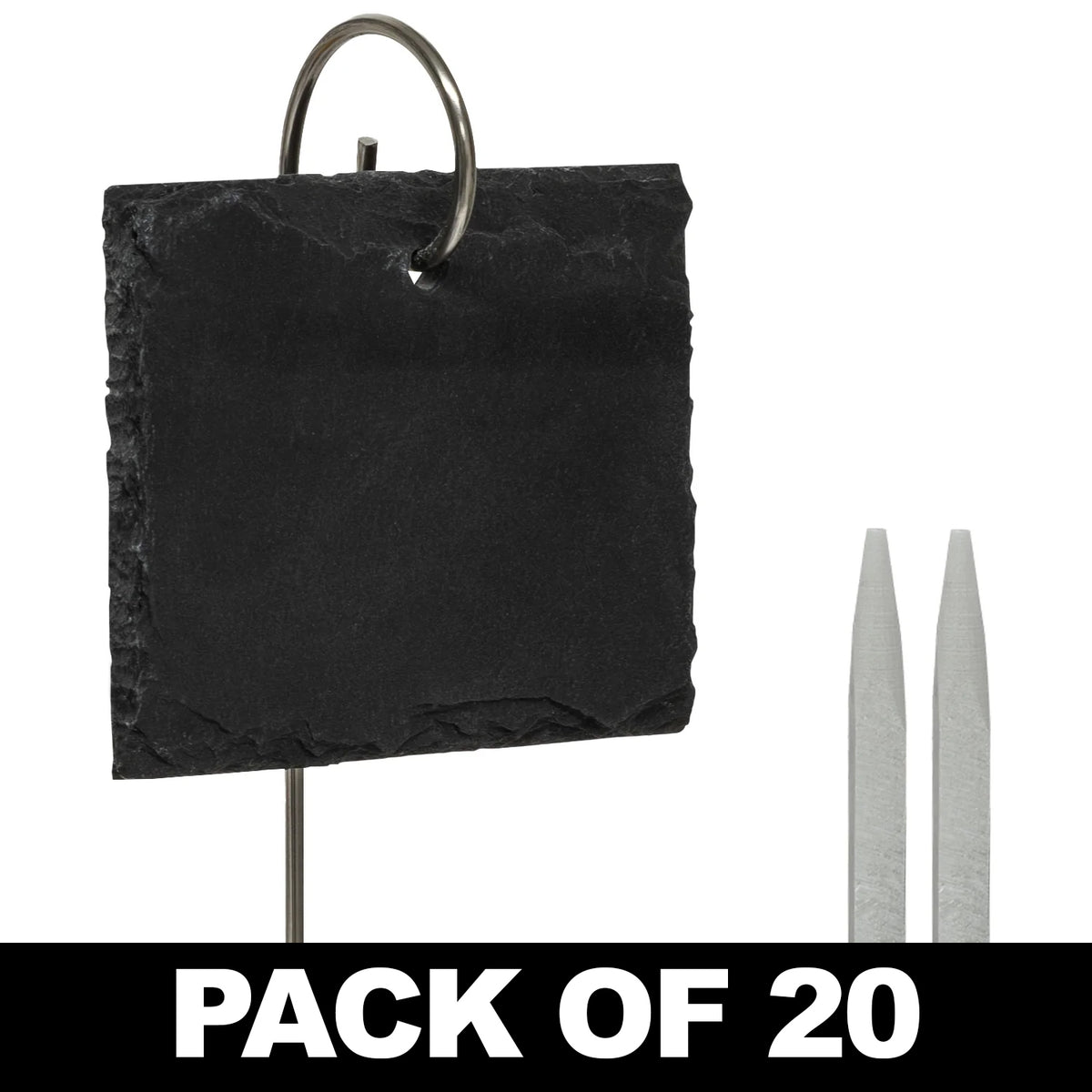 Woodside 20 Pack Slate Plant & Flower Markers with Stainless Steel Rods – Garden & Plant Stall Labels