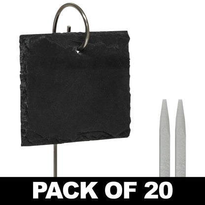 Woodside 20 Pack Slate Plant & Flower Markers with Stainless Steel Rods – Garden & Plant Stall Labels