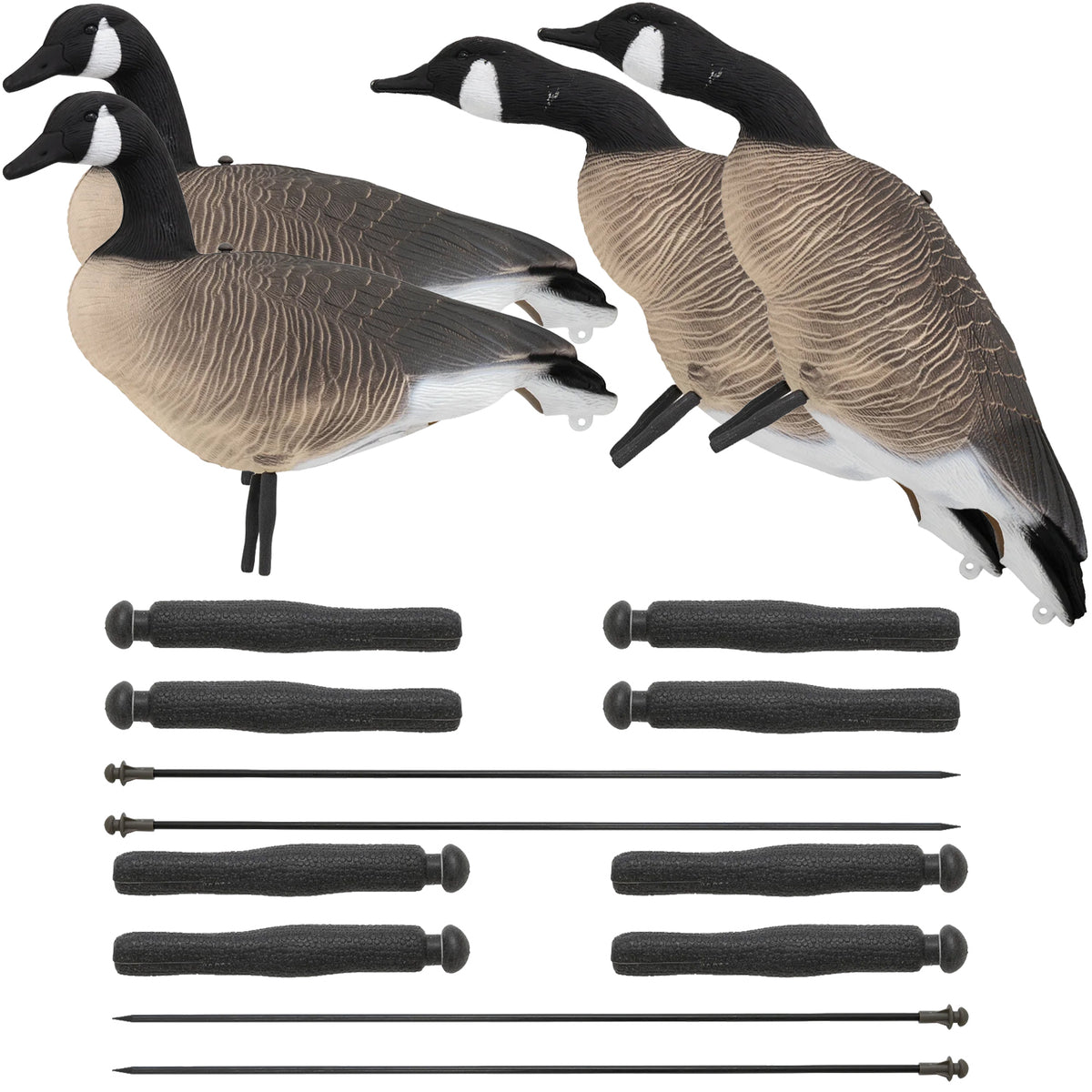 Nitehawk 4 Pack Large Canada Goose Decoys – Full Body Sitting & Feeding Geese with Stakes for Field Use