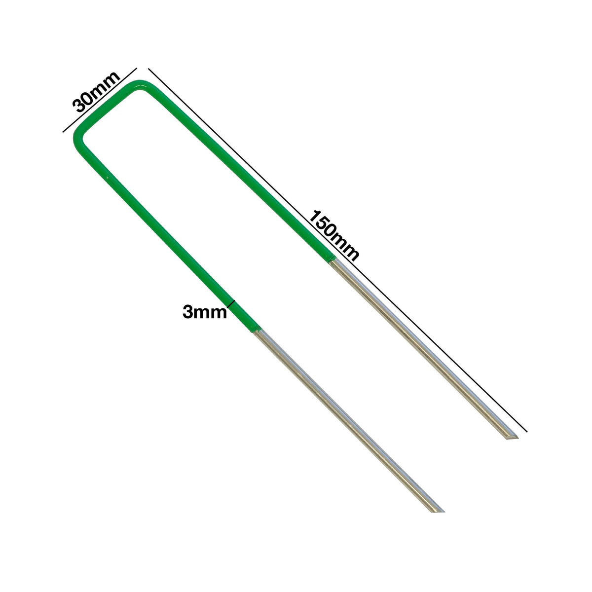 Woodside 200 Pack Half Green Heavy Duty U-Pins – Galvanised Steel Fixings for Artificial Grass, Turf & Weed Membrane