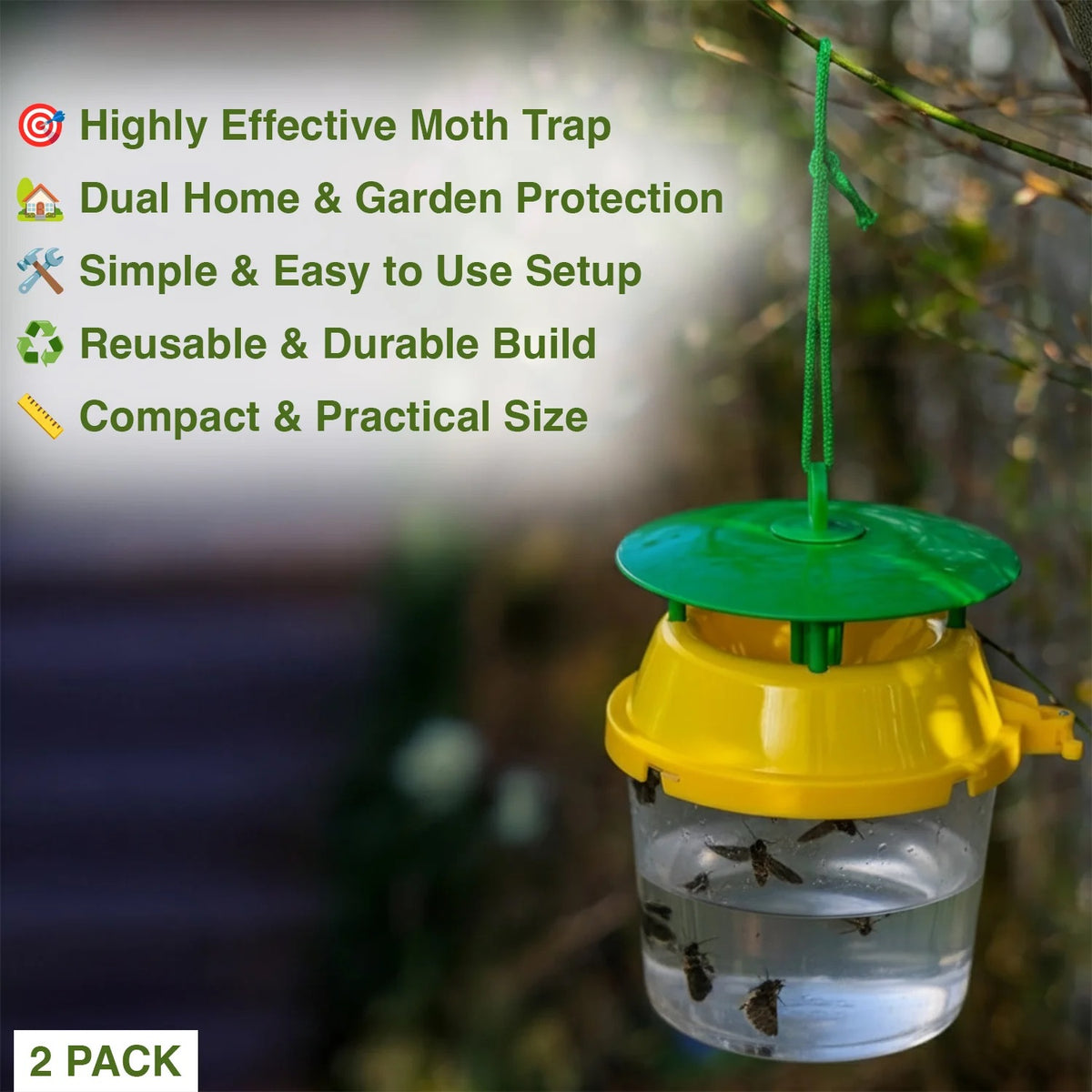 Woodside Box Tree Moth & Insect/Wasp Bucket Trap – 4 Pack, Reusable and Refillable Garden Catchers