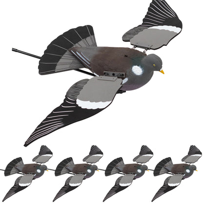 Nitehawk 4 x Full Body Painted Flying Pigeon Decoys – Moving Wings, Fibreglass Poles & Stakes for Hunting