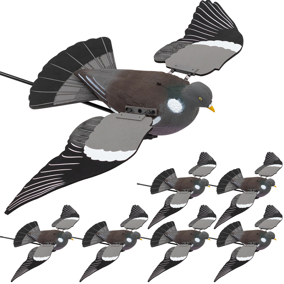 Nitehawk 6 x Full Body Painted Flying Pigeon Decoys – Realistic Moving Wings for Hunting, Shooting & Field Setups