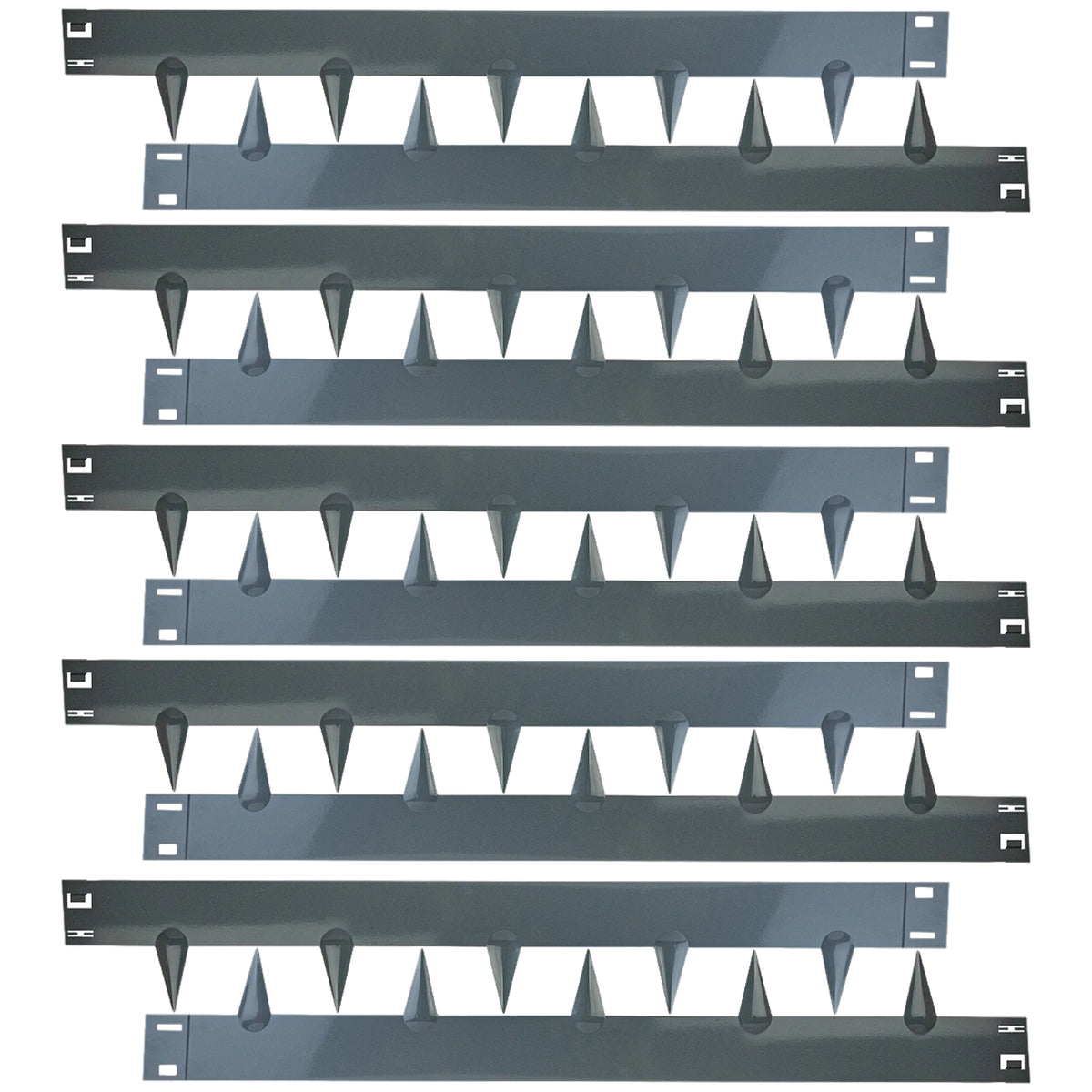 Woodside 10m Grey Lawn Border Edging Set – 10 x 1m Flexible Powder-Coated Steel Panels with Spikes for Garden Borders