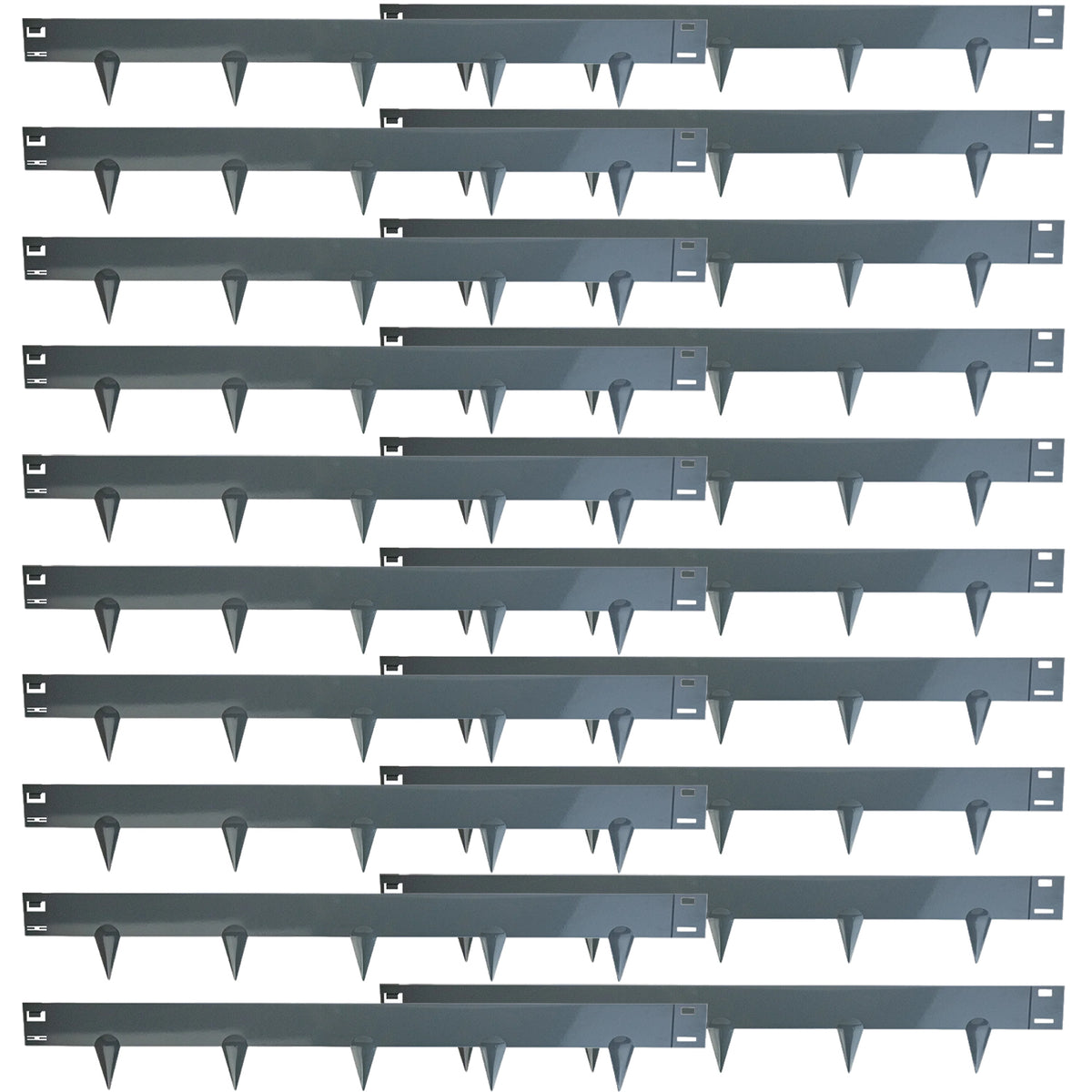 Woodside 20m Grey Lawn Border Edging Set – 20 x 1m Flexible Powder-Coated Steel Panels with Spikes for Garden Borders
