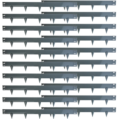 Woodside 20m Grey Lawn Border Edging Set – 20 x 1m Flexible Powder-Coated Steel Panels with Spikes for Garden Borders
