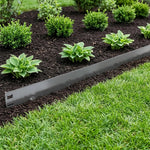 Woodside 20m Grey Lawn Border Edging Set – 20 x 1m Flexible Powder-Coated Steel Panels with Spikes for Garden Borders