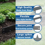 Woodside 20m Grey Lawn Border Edging Set – 20 x 1m Flexible Powder-Coated Steel Panels with Spikes for Garden Borders