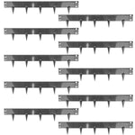 Woodside 10m Black Lawn Border Edging Set – 10 x 1m Flexible Powder-Coated Steel Panels with Spikes for Garden Borders