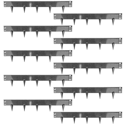 Woodside 10m Black Lawn Border Edging Set – 10 x 1m Flexible Powder-Coated Steel Panels with Spikes for Garden Borders