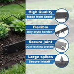 Woodside 20m Black Lawn Border Edging Set – 20 x 1m Flexible Powder-Coated Steel Panels with Spikes for Garden Borders