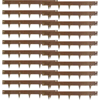 Woodside 20m Rust Finish Lawn Border Edging Set – 20 x 1m Flexible Steel Panels with Spikes for Flower Beds, Paths and Borders
