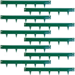 Woodside 10m Green Lawn Border Edging Set – 10 x 1m Flexible Powder-Coated Steel Panels with Spikes for Flower Beds and Paths