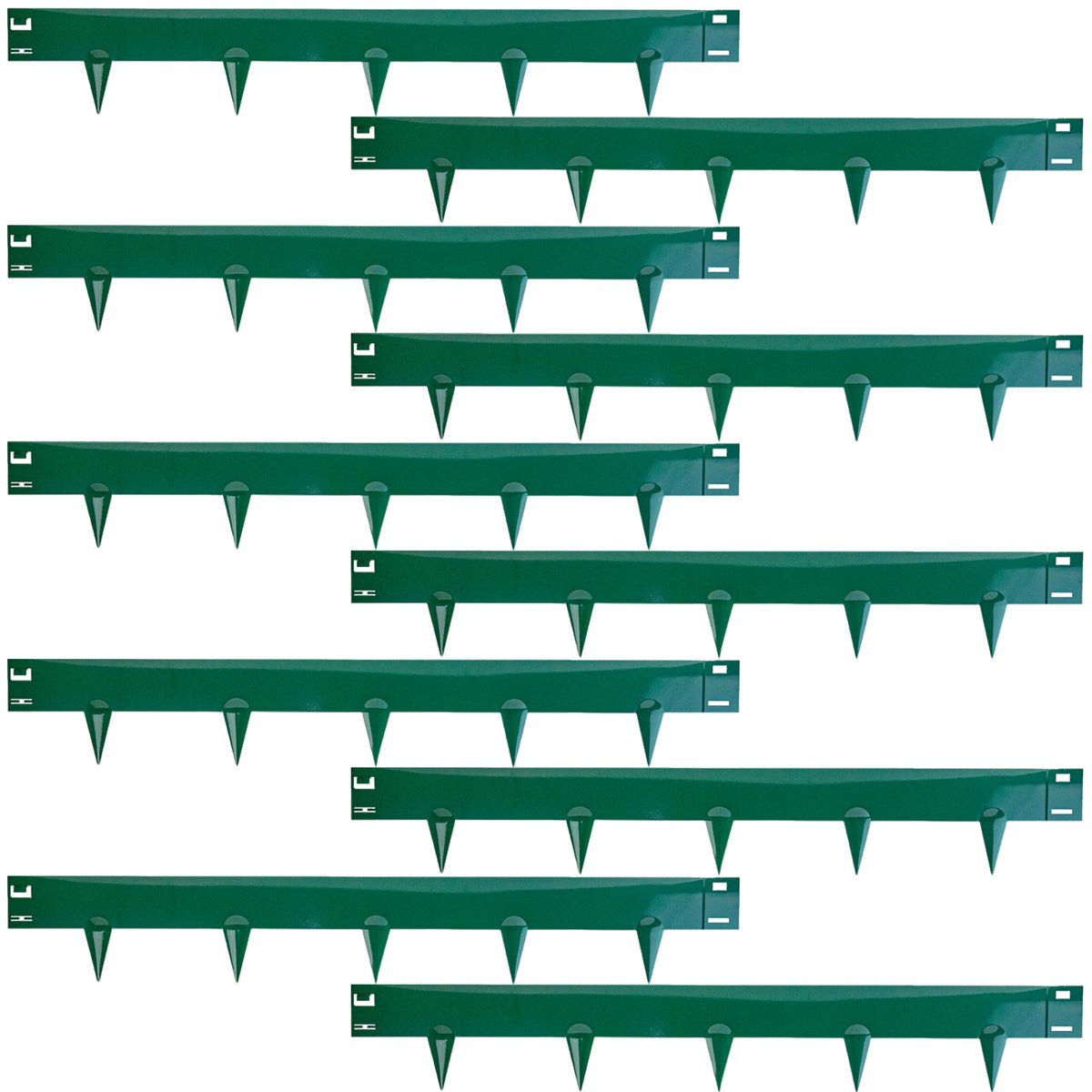 Woodside 10m Green Lawn Border Edging Set – 10 x 1m Flexible Powder-Coated Steel Panels with Spikes for Flower Beds and Paths