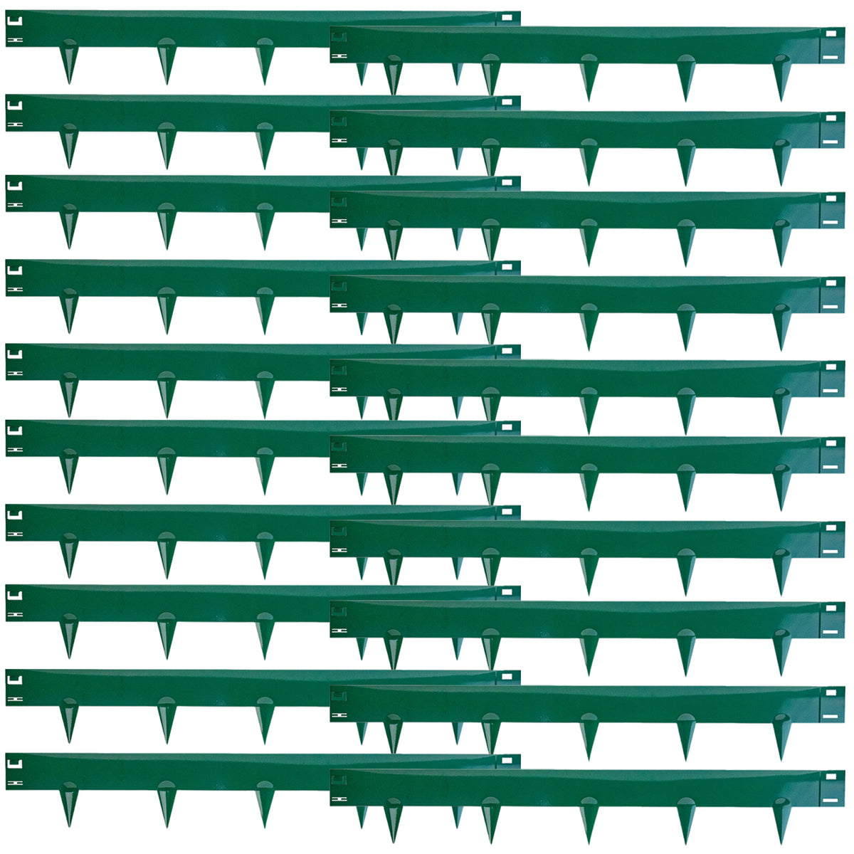 Woodside 20m Green Lawn Border Edging Set – 20 x 1m Flexible Powder-Coated Steel Panels with Spikes for Flower Beds and Paths