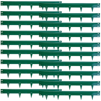 Woodside 20m Green Lawn Border Edging Set – 20 x 1m Flexible Powder-Coated Steel Panels with Spikes for Flower Beds and Paths