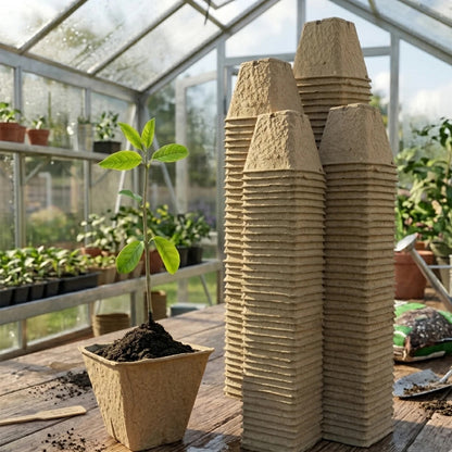 Woodside 320 Pack Compostable Plant Pots 8cm – Biodegradable Paper Seedling Pots for Seeds, Herbs, Flowers and Vegetable Growing