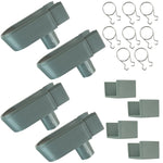 Woodside 4 Pack Greenhouse Guttering Downpipe Fixings 35mm – Replacement Plastic End Caps, Drain Pipe Connectors and Clips