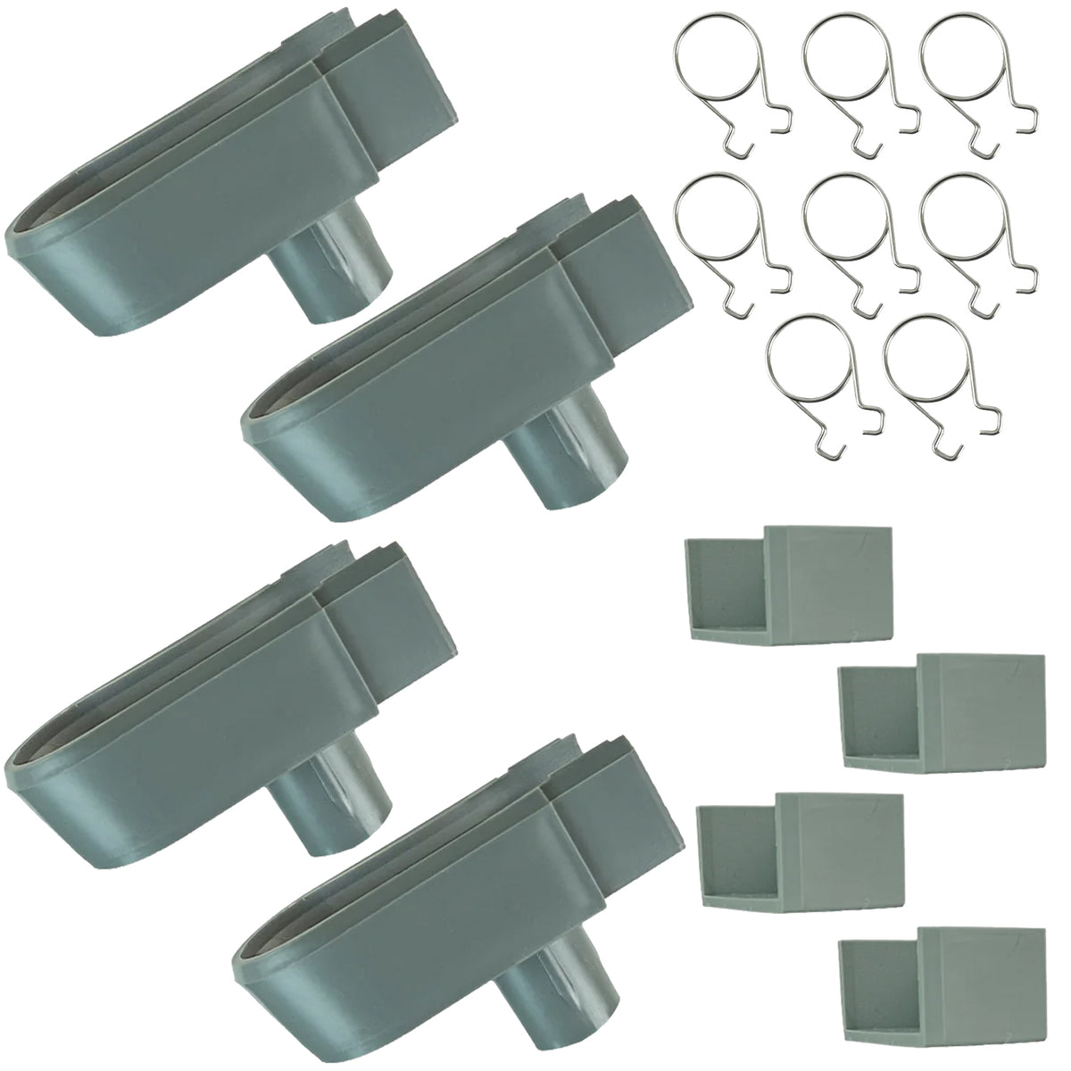 Woodside 4 Pack Greenhouse Guttering Downpipe Fixings 35mm – Replacement Plastic End Caps, Drain Pipe Connectors and Clips