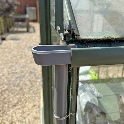 Woodside 4 Pack Greenhouse Guttering Downpipe Fixings 35mm – Replacement Plastic End Caps, Drain Pipe Connectors and Clips